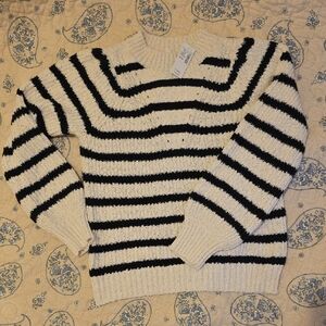 Maurices Classic Black and Cream Striped Sweater